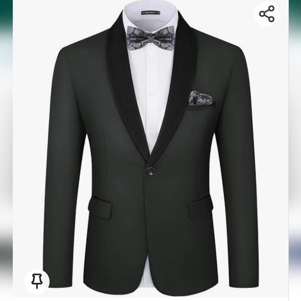 MAGE MALE Men's Slim Fit Breasted Solid  Black Jacket.NWT Size XS